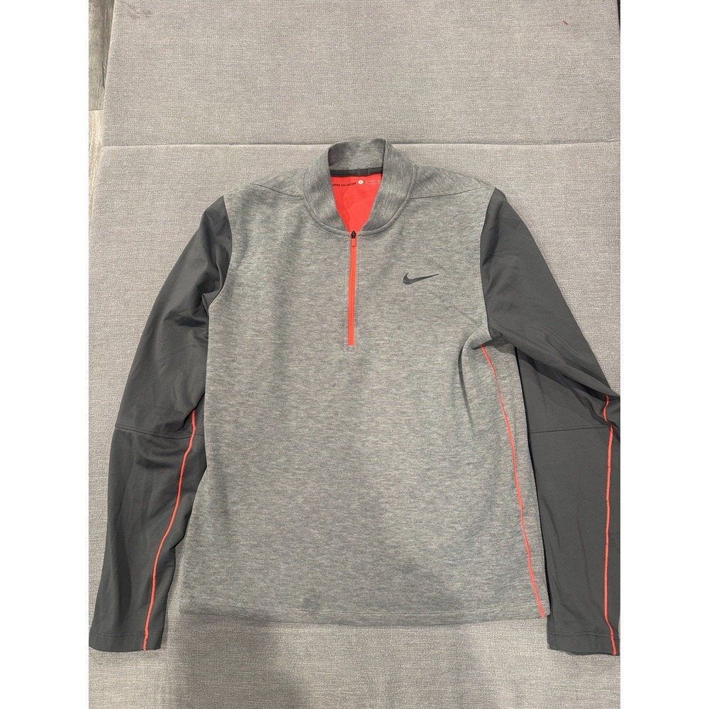 Nike TIGER WOODS COLLECTION Mens S 1/4 Zip Grey Infared Golf Pullover/Sweatshirt